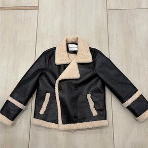 Stand Studio Women's Black and Cream Pea Coat